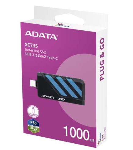 Adata SSD Disk External SC735 1TB U3.2C 1000/1000MB/s Blue