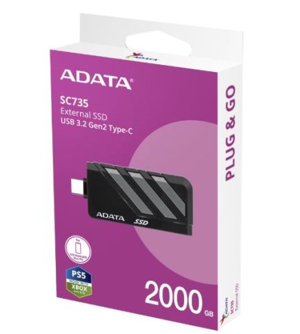 Adata SSD Disk External SC735 2TB U3.2C 1000/1000MB/s Grey