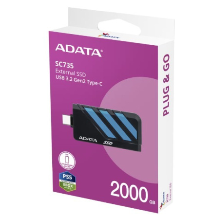 Adata SSD Disk External SC735 2TB U3.2C 1000/1000MB/s Blue