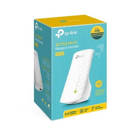 TP-LINK | Extender | RE200 | 802.11ac | 2.4GHz/5GHz | 300+433  Mbit/s | 10/100 Mbit/s | Ethernet LAN (RJ-45) ports 1 | MU-MiMO No | no PoE | Antenna type 3xInternal