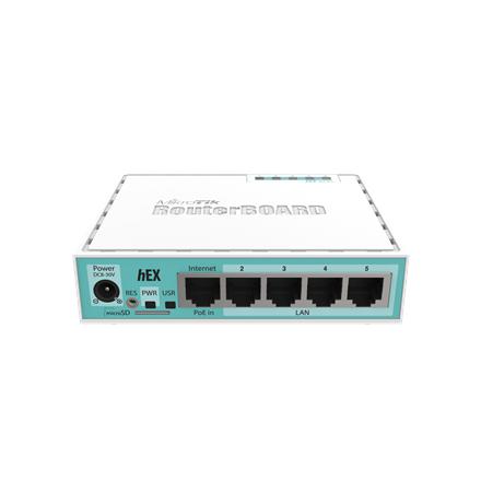 Mikrotik Wired Ethernet Router (No Wifi) RB750Gr3, hEX, Dual Core 880MHz CPU, 256MB RAM, 16 MB (MicroSD), 5xGigabit LAN, USB, PCB and Voltage temperature monitor, Beeper, IP20, Plastic Case, RouterOS L4 | Ethernet Router hEX | RB750Gr3 | No Wi-Fi |