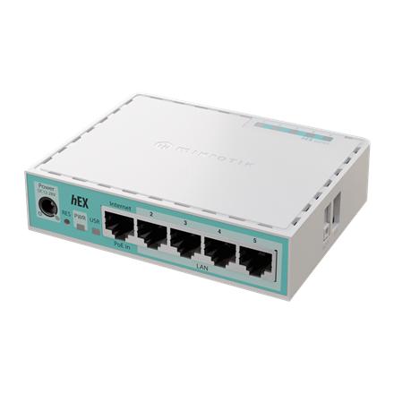 MikroTik RouterBOARD hEX | E50UG | 10/100/1000 Mbit/s | Ethernet LAN (RJ-45) ports 5 | Mesh Support No | MU-MiMO No | No mobile broadband