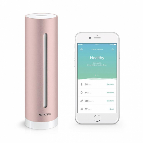 Netatmo Smart Indoor Air Quality Monitor, roosa kuldne - Nutikas siseõhu kvaliteedi mõõtja / NHC-EC