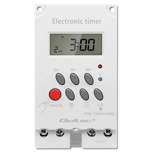 Qoltec Electronic timer PC0629, DIN rail