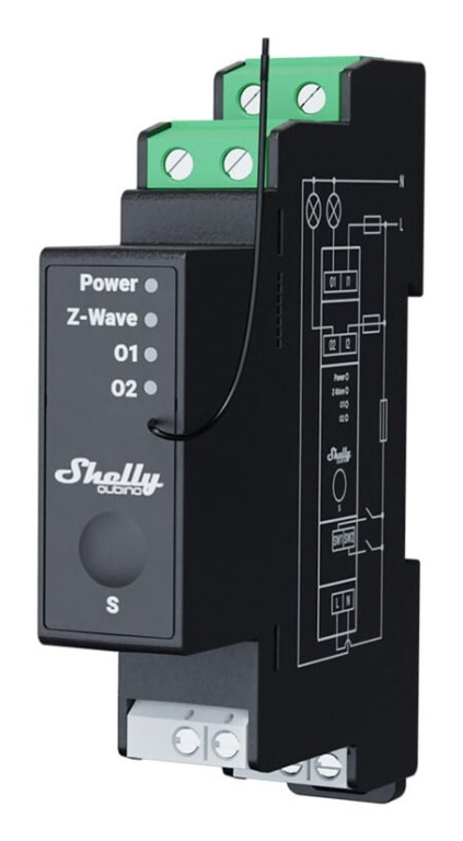Shelly Qubino Wave Pro 2PM​ electrical relay Черный