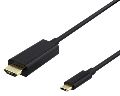 DELTACO USB-C to HDMI cable 2m, 4K@60Hz, black / USBC-HDMI-1020