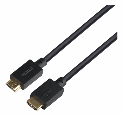 DELTACO OFFICE flexible HDMI cable, High Speed ​​HDMI with Ethernet, 4K, UltraHD in 60Hz, 1m, gold-plated connectors, 19-pin ha-ha, black / HDMI-1010D-DO