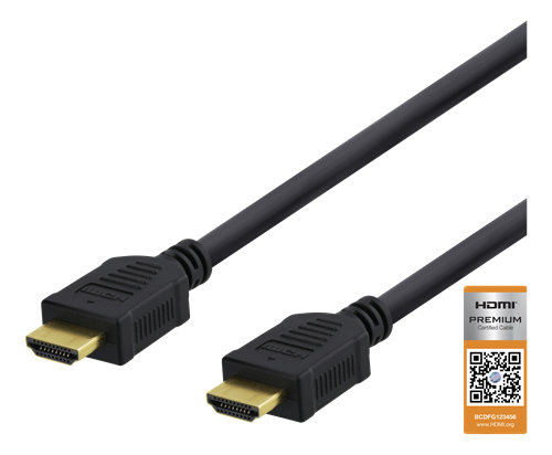 DELTACO High-Speed ​​Premium HDMI cable, 1.5m, Ethernet, 4K UHD, Without ferrite black / HDMI-1015D