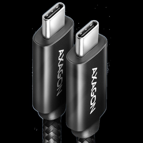 Axagon Data and charging USB4 Gen 3x2 cable length 1 m. PD 100W, 5A, 8K Full Ultra HD video. Black braided.