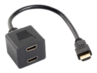 LANBERG AD-0019-BK Lanberg adapter HDMI-AM->HDMI-AF x2 splitter 20cm