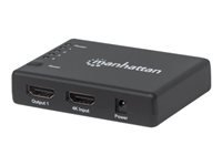 MANHATTAN 4K Compact 4-Port HDMI Splitter black 4K30Hz AC Powered