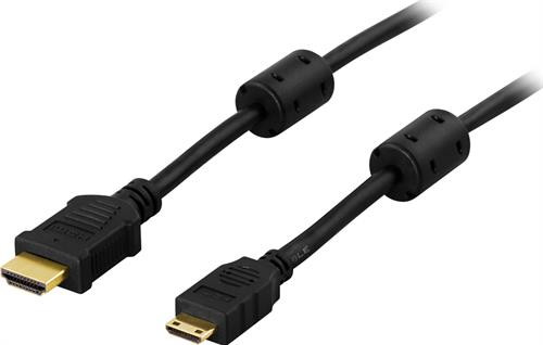  DELTACO HDMI V1.4 cable, HDMI Type A male - Mini HDMI male, 4K UltaHD, 5m, black HDMI-1056 