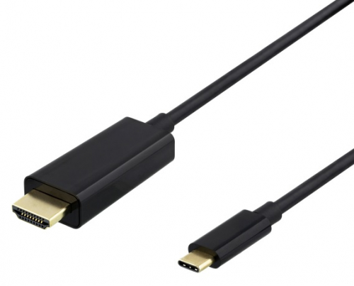 DELTACO USB-C - HDMI cable, 4K UHD, gold plated, 3m, black - USBC-HDMI1030-K