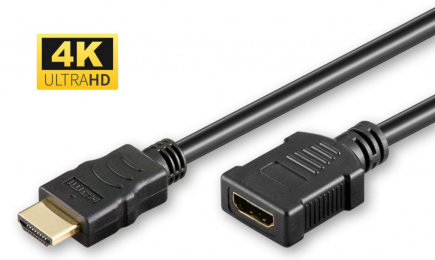  MicroConnect - Ultra High Speed - HDMI extension cable - HDMI male to HDMI female - 1m - black - 4K60Hz (4096 x 2160) support, Audio Return Channel (ARC)