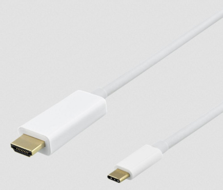 DELTACO USB-C - HDMI cable USBC-HDMI1021-K, 4K UHD, gold plated, 2m, white