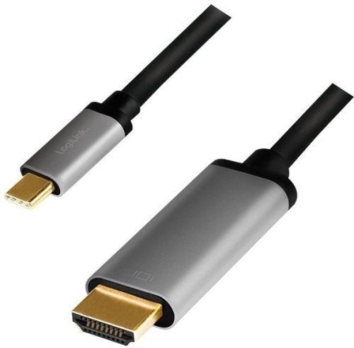 LogiLink - Adapter cable - HDMI male to 24 pin USB-C male - 1.8 m - triple shielded - black - 4K60Hz (3840 x 2160) support 