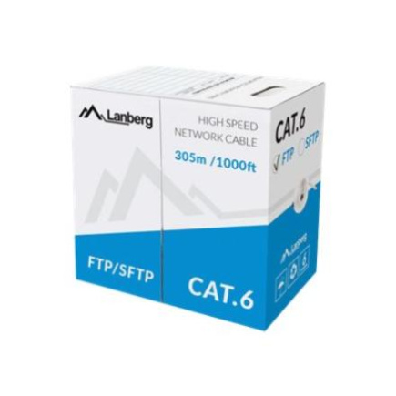 Lanberg LAN Cable Cat.6 FTP, Solid CU Grey CPR + Fluke Passed | LCF6-11CU-0305-S | 305 m LCF6-11CU-0305-S