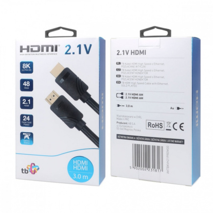TB Cable HDMI v 2.1 premium 3 m 8K Must Made for players TB Cable HDMI v 2.1 premium 3 m 8K Must Made for players