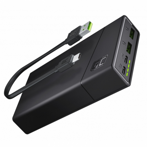 Green Cell Powerbank PowerPlay 20S 20000mAh 22,5W 3x USB-C 1x USB-A black 22.5W PD QC3.0