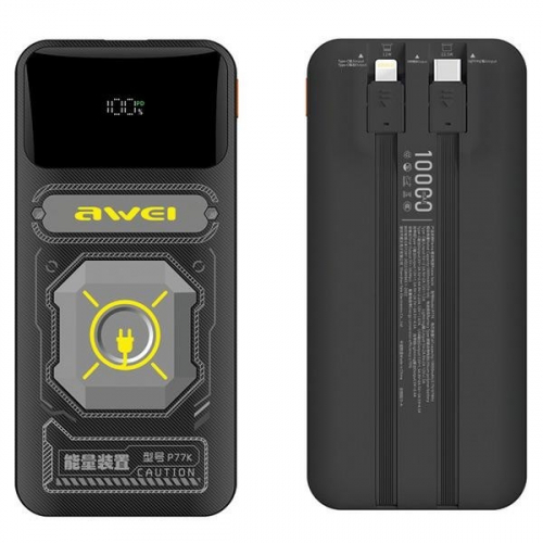 AWEI Powerbank 10000mAh 22,5 W P77K integrated cable