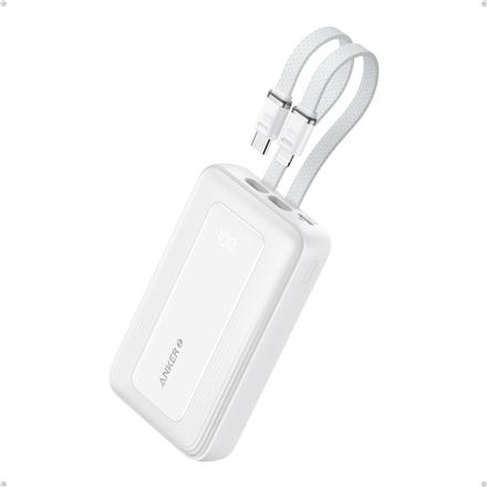 Anker | Power Bank | A1680H21 | 10000 mAh | USB-C 30W, Lightning 27W | Built-In USB-C and Lightning Cables | White A1680H21