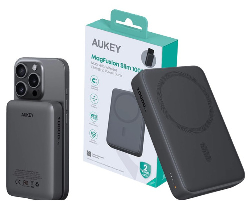 AUKEY PB-MS04 Gray Qi2 Power Bank 10000mAh 20W | MagSafe PD