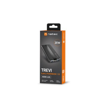 Natec Powerbank Trevi Slim Q V2 10000MAH 2X USB-A Cable NPB-2294