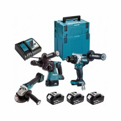 MAKITA. ZES. COMBO 18V DLX3157TJ (DDF486+DGA506+DHR243) 3x5,0Ah 2x MAKPAC