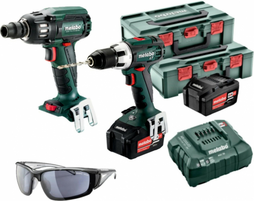 METABO SET BS 18 LT + SSW 18 LTX 400 BL 2x4,0Ah 2xMETABOX 145 + SUNGLASSES