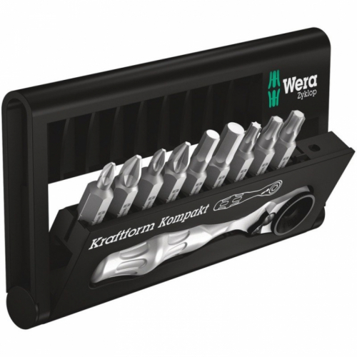 Wera Bit-Check 10 Zyklop Mini 1 - Knarrenschraubendreher mit Bit-Satz