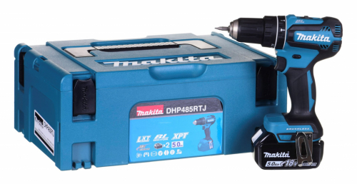 Makita DHP485RTJ drill 28500 RPM Keyless 1.5 kg Black, Blue