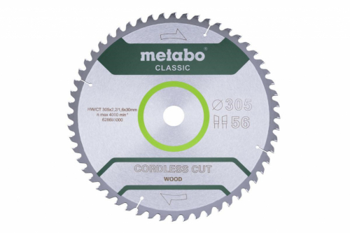 METABO CIRCULAR SAW BLADE HW/CT 305x30x56WITH CORDLESS CUT WOOD CLASSIC