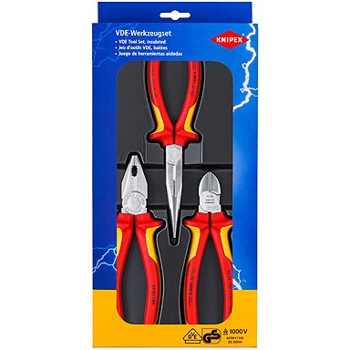 KNIPEX Elektro-Paket 3-teilig Kombi-.Flachzange + Seitenschn.
