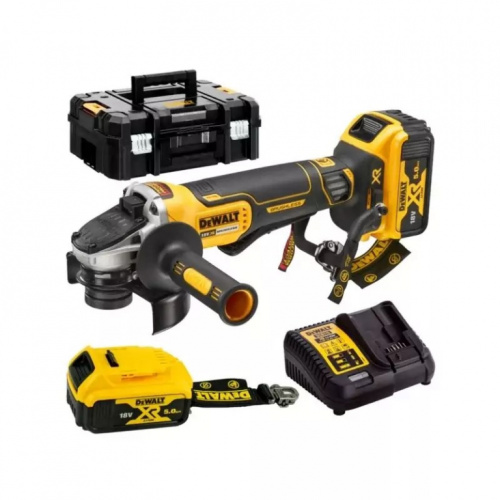 DEWALT.SZLIFIERKA KĄT. 18V DCG406P2LRT 125mm BL WŁ. ŁOPATKOWY 2x5,0Ah TSTAK LANYARD READY