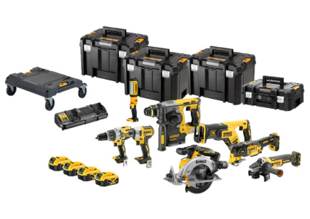 DEWALT. 18V COMBO KIT DCK853P4T (DCD996 + DCF887 + DCS565 + DCS367 + DCS356 + DCH273 + DCG405 + DCL050) 4x5.0Ah 4x TSTAK TROLLEY