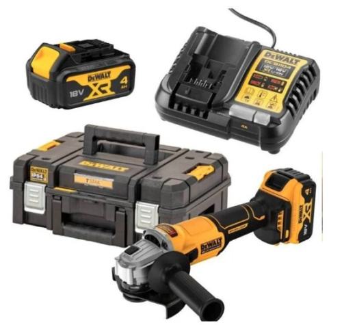 18V XR angle grinder, 125mm, 2x4Ah