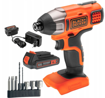 Hammer drill 18V, 1x battery 2Ah, charger 1A, accessories