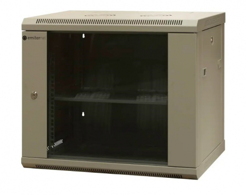 EMITERNET Separate wall-mounted cabinet 19'' 9U, unassembled, sheet metal/glass door, 600x450x500mm width/depth/height. EM/AS6409X