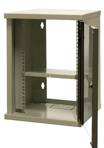 EMITERNET Single hanging cabinet 10'' 9U, sheet metal/glass doors, 325×330x445mm (width/depth/height) EM/SOHO-9U