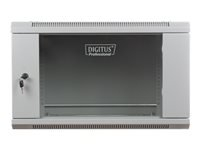 DIGITUS DN-WU19 06U/450 DIGITUS Wall Mount Cabinet 19 6U 368/600/450mm, glass door, grey, unmounted