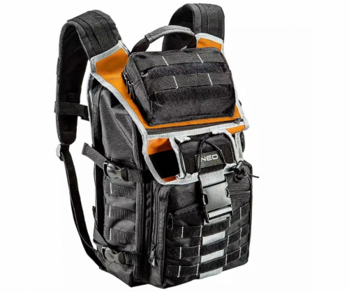 Neo Tools assembler Backpack 4 external and 18 internal pockets, adjustable straps