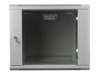 DIGITUS DN-WU19 09U/600 DIGITUS Wall Mount Cabinet 19 9U 501/600/600mm, glass door, grey, unmounted