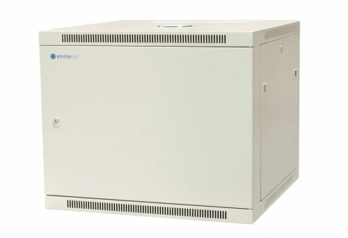 EMITERNET Single wall-mounted cabinet 19'' 9U, full sheet metal door, 600×600×500mm width/depth/height. EM/AP6609-B