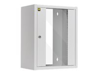NETRACK 010-090-300-011 Netrack wall-mounted cabinet, 10, 9U/300 mm, grey, glass door