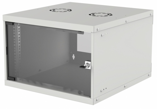 Intellinet Network Cabinet, Wall Mount (Basic), 6U, Usable Depth 340mm/Width 485mm, Grey, Flatpack, Max 50kg, Glass Door, 19