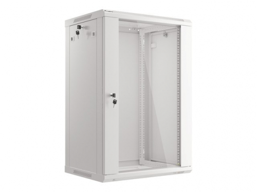 Lanberg wall-mounted installation rack cabinet 19'' 18U 600x450mm gray (glass door)