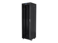 LANBERG free standing rack 19inch cabinet 42U 600x600 glass door LCD flat pack black