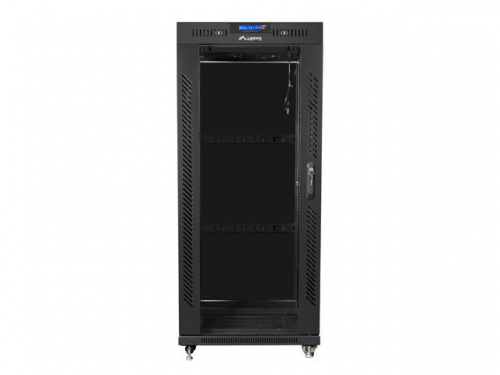 Lanberg Installation cabinet rack 19 27U 600x600 black, glass door lcd (Flat pack)