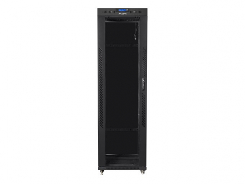 Lanberg Installation cabinet rack 19 42u 600x600 black, black glass door lcd (Flat pack)