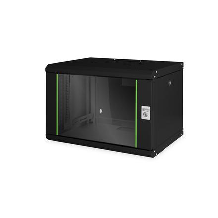 Digitus | Wall Mounting Cabinet | DN-19 07-U-SW | Black | IP protection class: IP20; Front door: Glass door, single opening; Cabinet type: Wall mounting cabinet; Equipment mounting depth min.-max.: 305-370 mm; Load capacity: 100 kg; Dimensions 420 x 600